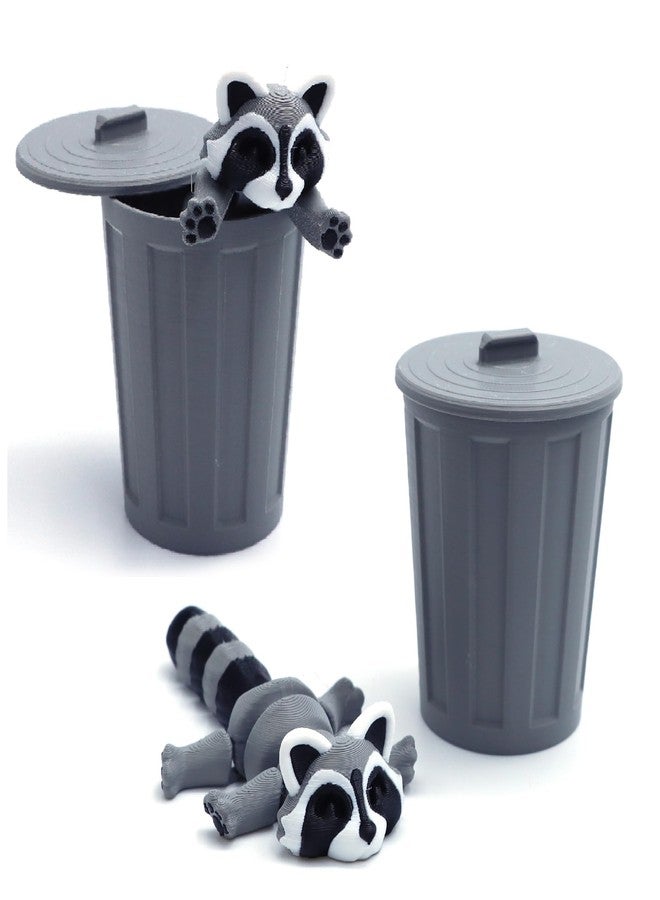 YOUNEEDFUL 3D Printed Raccoon Trash can, Cute Animals for 3D Printed Long Tailed Raccoon Desktop Decoration, Interesting Ornaments, Interesting Animal Gifts (Grey) - Image 1